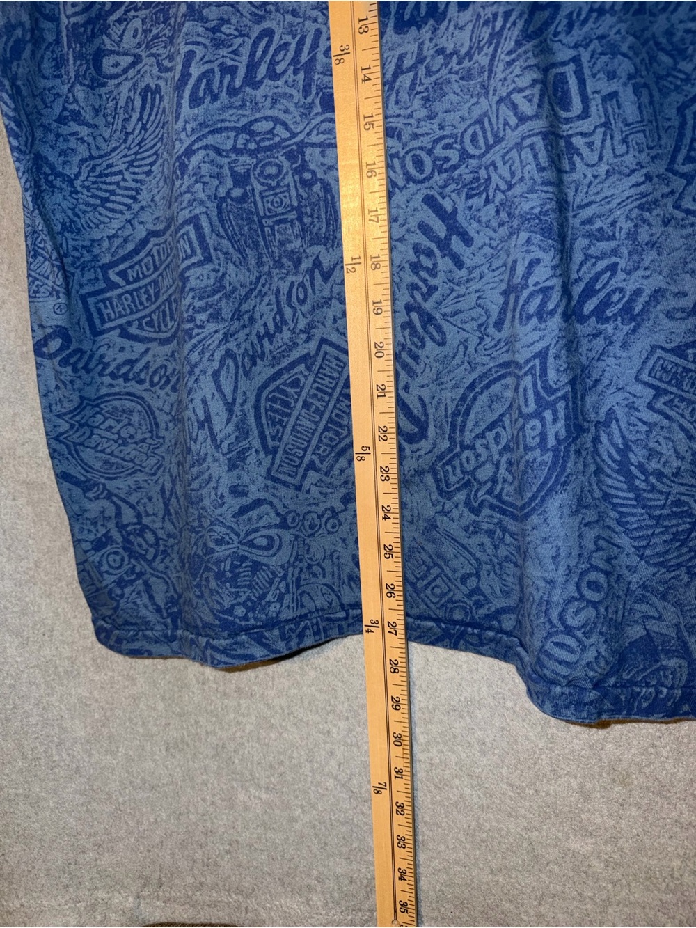 Harley-Davidson Blue Allover Logo Short Sleeve Tee - Picture 7 of 8